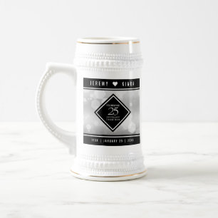 Elegant 25th Silver Wedding Anniversary Beer Stein