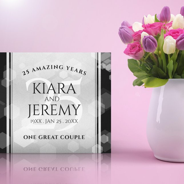 Elegant 25th Silver Wedding Anniversary Canvas Print (Creator Uploaded)