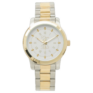 Elegant 25th Silver Wedding Anniversary Date Name Watch