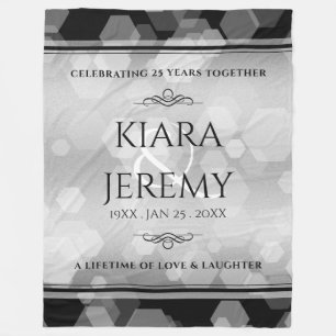 Elegant 25th Silver Wedding Anniversary Fleece Blanket