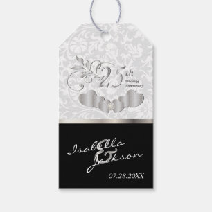Elegant 25th Silver Wedding Anniversary Gift Tags