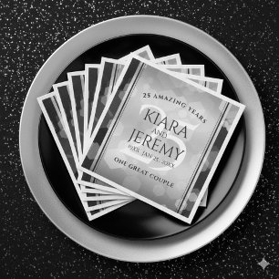 Elegant 25th Silver Wedding Anniversary Napkin