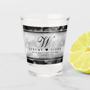 Elegant 25th Silver Wedding Anniversary Shot Glass