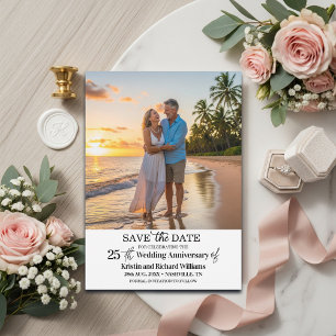 Elegant 25th Wedding Anniversary Photo Save The Date