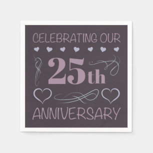 Elegant 25th Wedding Anniversary Purple Napkin
