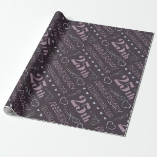 Elegant 25th Wedding Anniversary Purple Wrapping Paper
