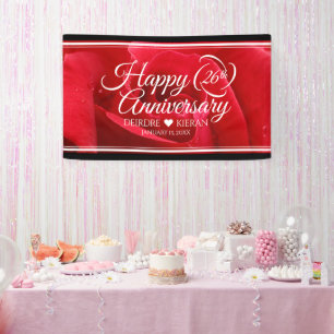 Elegant 26th Rose Wedding Anniversary Banner