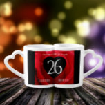 Elegant 26th Rose Wedding Anniversary Celebration Coffee Mug Set<br><div class="desc">Nothing says "you complete me" or "your better/other half" than these 26th rose wedding anniversary lovers' mugs. Elegant lettering on a red romantic rose background add a memorable touch for this special occasion and extraordinary milestone. Customize with couple's names, and years of marriage or a congratulatory message. Reverse shows identical...</div>