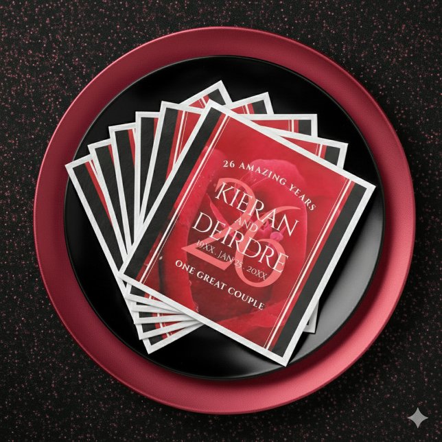 Elegant 26th Rose Wedding Anniversary Celebration Napkin (Elegant 26th Rose Wedding Anniversary Napkins Cover Photo)