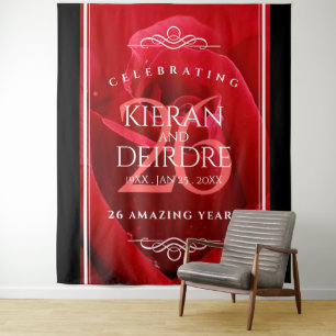 Elegant 26th Rose Wedding Anniversary Celebration Tapestry