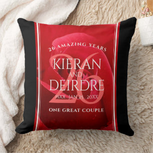 Elegant 26th Rose Wedding Anniversary Celebration Throw Pillow