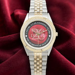 Elegant 26th Rose Wedding Anniversary Celebration Watch<br><div class="desc">Celebrate the 26th rose wedding anniversary with this commemorative watch! Elegant lettering on a romantic red rose background add a memorable touch for this special occasion and extraordinary milestone. Customize with couple's names,  dates of marriage,  and congratulatory messages.

Design © W.H. Sim. See more at zazzle.com/expressionsoccasions</div>