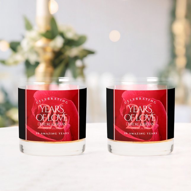 Elegant 26th Rose Wedding Anniversary Celebration Whiskey Glass (Insitu (Wedding))
