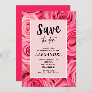 Elegant 27th birthday Floral Rose Save the date Invitation