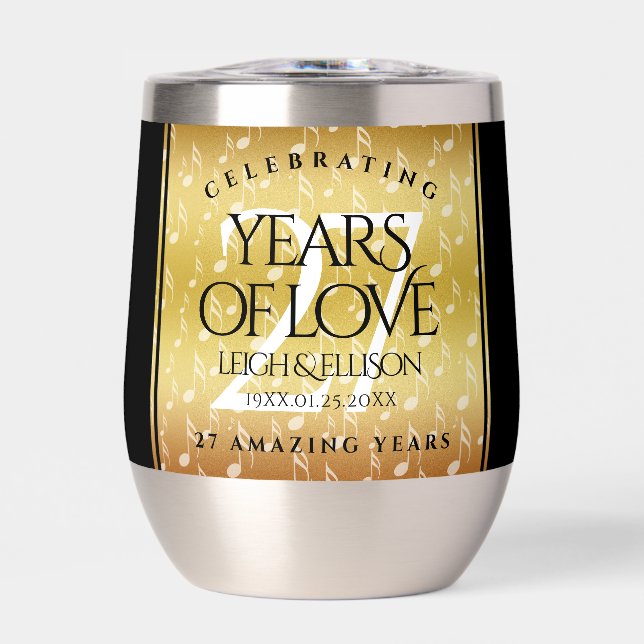 Elegant 27th Music Wedding Anniversary Celebration (Front)