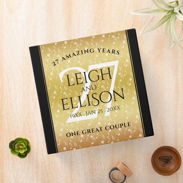 Elegant 27th Music Wedding Anniversary Celebration Binder (In Situ)