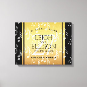 Elegant 27th Music Wedding Anniversary Celebration Canvas Print