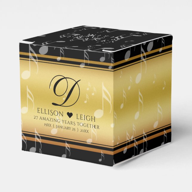 Elegant 27th Music Wedding Anniversary Celebration Favor Box (Front Side)