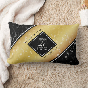 Elegant 27th Music Wedding Anniversary Celebration Lumbar Pillow