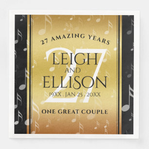 Elegant 27th Music Wedding Anniversary Celebration Napkin