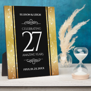 Elegant 27th Music Wedding Anniversary Celebration Plaque