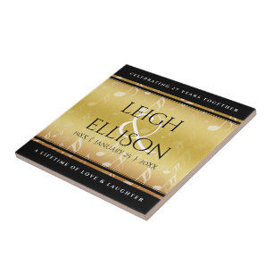 Elegant 27th Music Wedding Anniversary Tile