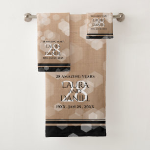 Elegant 28th Linen Wedding Anniversary Bath Towel Set