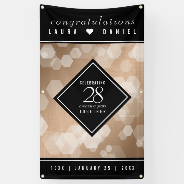 Elegant 28th Linen Wedding Anniversary Celebration Banner (Vertical)