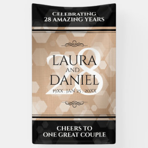 Elegant 28th Linen Wedding Anniversary Celebration Banner