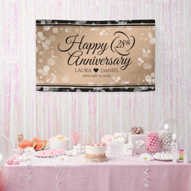Elegant 28th Linen Wedding Anniversary Celebration Banner (Party)