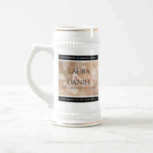 Elegant 28th Linen Wedding Anniversary Celebration Beer Stein