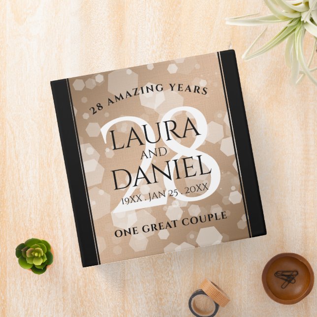 Elegant 28th Linen Wedding Anniversary Celebration Binder (In Situ)