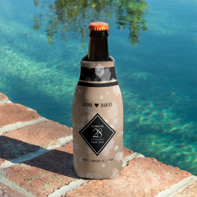 Elegant 28th Linen Wedding Anniversary Celebration Bottle Cooler (In Situ Pool)