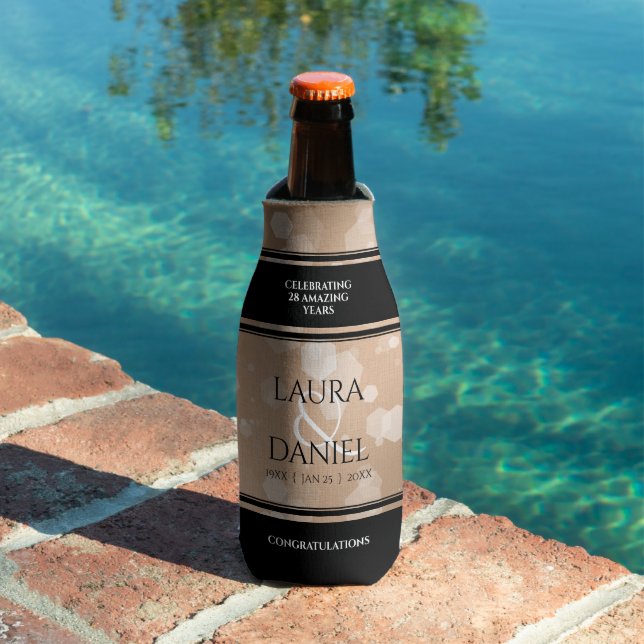 Elegant 28th Linen Wedding Anniversary Celebration Bottle Cooler (In Situ Pool)