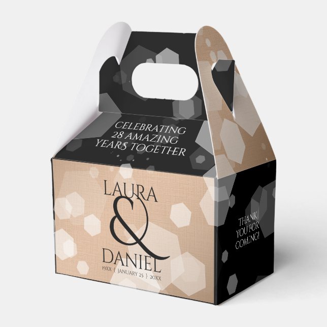 Elegant 28th Linen Wedding Anniversary Celebration Favor Box (Front Side)