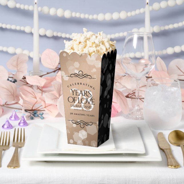 Elegant 28th Linen Wedding Anniversary Celebration Favor Box (Wedding)