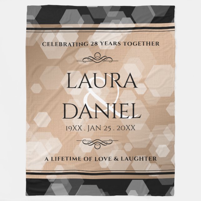 Elegant 28th Linen Wedding Anniversary Celebration Fleece Blanket (Front)