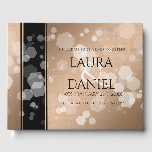 Elegant 28th Linen Wedding Anniversary Celebration Guest Book