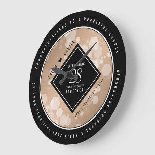 Elegant 28th Linen Wedding Anniversary Celebration Large Clock