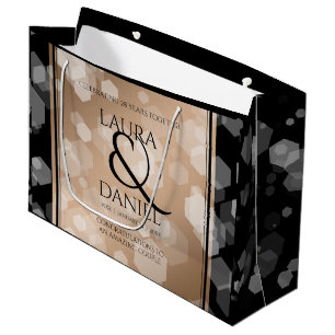 Elegant 28th Linen Wedding Anniversary Celebration Large Gift Bag