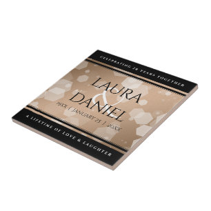 Elegant 28th Linen Wedding Anniversary Celebration Tile