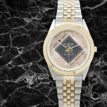 Elegant 28th Linen Wedding Anniversary Celebration Watch<br><div class="desc">Celebrate the 28th linen wedding anniversary and a love that stands the test of time with this stylish watch! Elegant black and white lettering with hexagonal confetti on an off-white linen background add a memorable touch for this special occasion and extraordinary milestone. Personalize with the couple's names and dates of...</div>