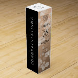 Elegant 28th Linen Wedding Anniversary Celebration Wine Box<br><div class="desc">Add an extra special touch to 28th wedding anniversary celebrations with this commemorative wine gift box! Elegant black serif and sans serif lettering with hexagonal confetti on an off-white linen background add a memorable touch for this special occasion and extraordinary milestone. Customize with the happy couple's names and the years...</div>