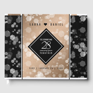 Elegant 28th Linen Wedding Anniversary Guest Book