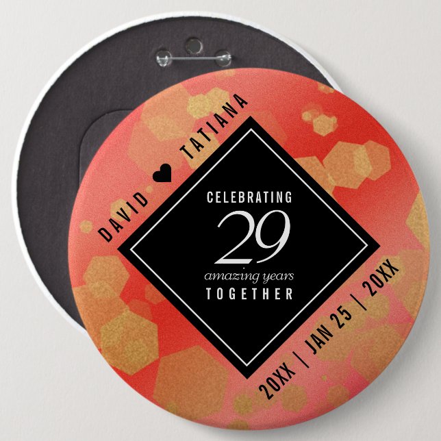 Elegant 29th Garnet Wedding Anniversary 6 Inch Round Button (Front & Back)