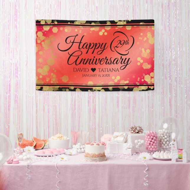 Elegant 29th Garnet Wedding Anniversary Banner (Party)