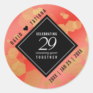 Elegant 29th Garnet Wedding Anniversary Classic Round Sticker