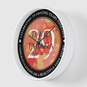 Elegant 29th Garnet Wedding Anniversary Clock