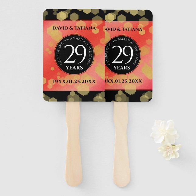 Elegant 29th Garnet Wedding Anniversary Hand Fan (Front and Back)