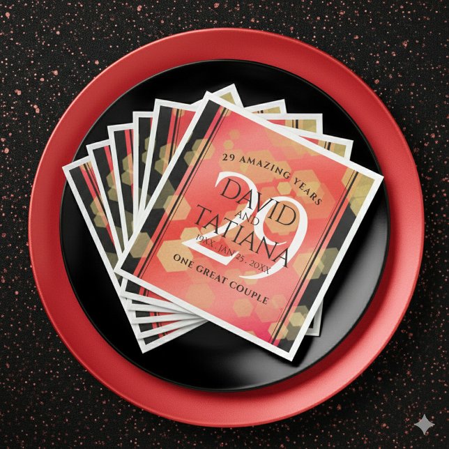 Elegant 29th Garnet Wedding Anniversary Napkin (Elegant 29th Garnet Wedding Anniversary Napkins Cover Photo)